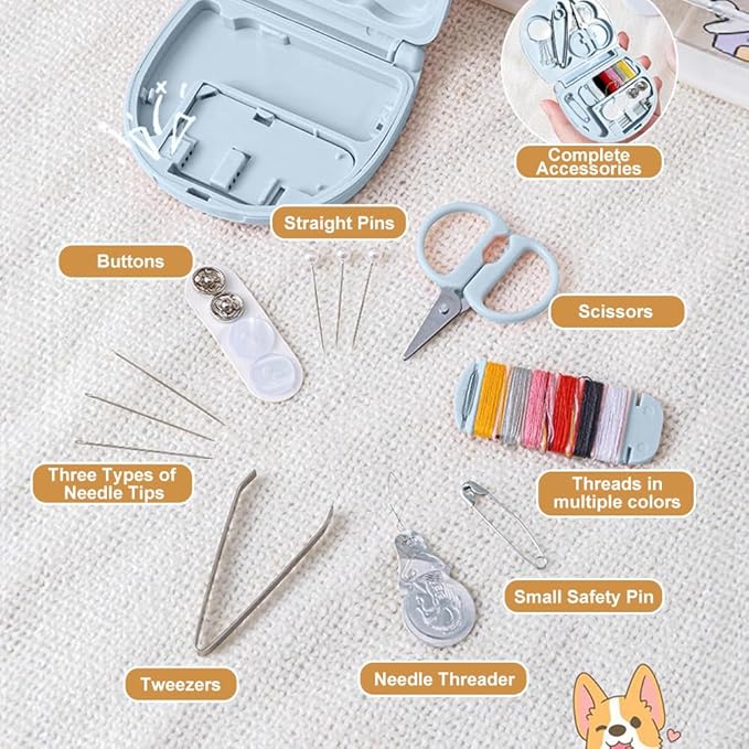 Mini Travel Sewing Kit-6Pcs Sewing Kit with Daisy Stickers Basic Portable Emergency Sewing Repair Kit in Bulk with Threads Scissors Needles for Beginner Traveler Hotel Charity Homeless
