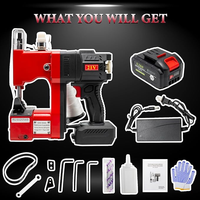 Battery Bag Sewing Closing Machine Brushless Motor Cordless Portable Bag Closer Stitcher Packing Machine