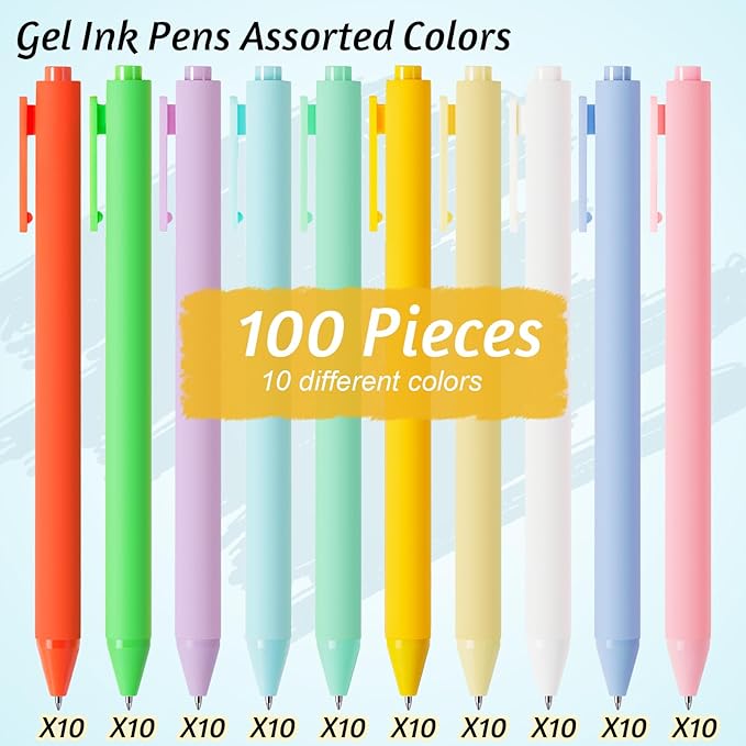 Crtiin Gel Ink Pens Bulk, Black Ink 0.5mm Fine Point Retractable Pen Smooth Writing Office Supplies for Teacher Server Nurse Christmas Charity Donation Valentine