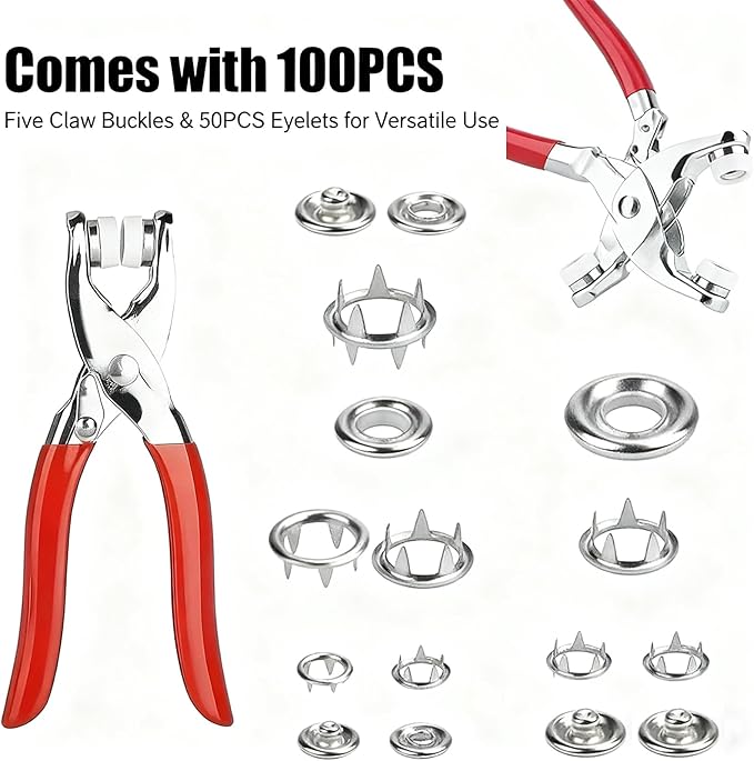Sewing Kit with 100PCS Metal Buttons – Manual Pliers Tool Included, Complete DIY Sewing Set, Ideal for Repairs, Crafting, and Customizing Clothing, Easy-to-Use for Sewing Projects (1Set)