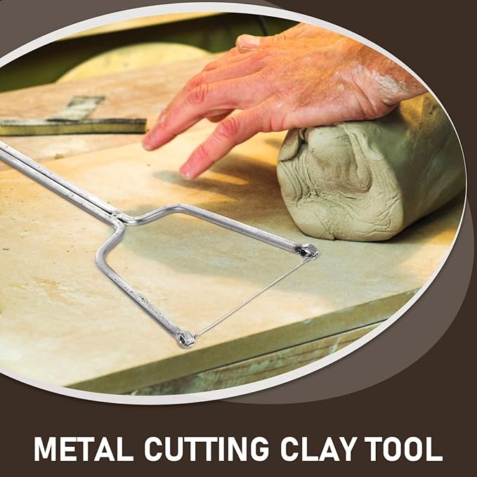 SEWACC Stainless Steel Clay Wire Cutter Mud Cutting Tool for Pottery Sculpting and DIY Crafts 7.79 Inch Durable Handheld Ceramic Sculpting Clay Cutter