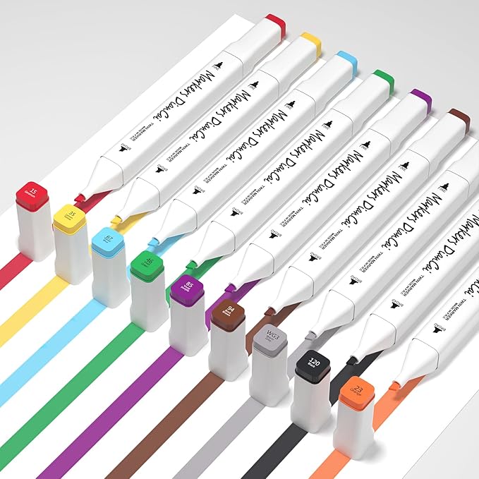 wyewye Alcohol Markers, 168 Colors Dual Tip Permanent Art Marker Set for Artists, Coloring Painting Supplies Sketch Drawing Pens for Adults, Holiday Present for Boys Girls Students (White)
