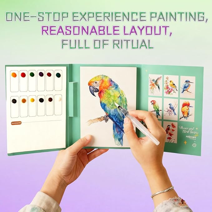 2026 New Creative Stress Relief Kit Watercolor Workbook, DIY 3-Fold Watercolor Painting Pad for Beginners & Enthusiasts, All-in-One Travel Art Kit (B Set)