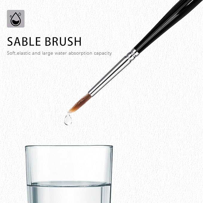 Paint Brushes Set-Sable Watercolour Brushes Round Point Tip Paint Brush Set for Watercolor, Acrylic, and Oil Painting
