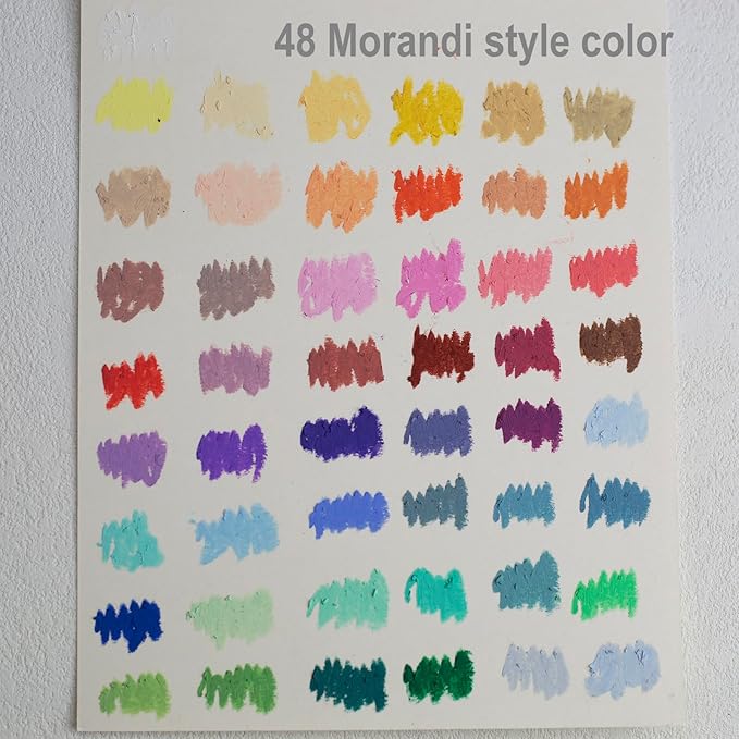 48-Color Super Soft Oil Pastel Set + 4 White Pastels, Includes 10 Sheets of Paper