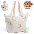 Initial Personalized Crochet Tote - Corduroy Yarn Storage - Yarn Holder & Crochet Organizer for Hooks & Accessories - Project Bag