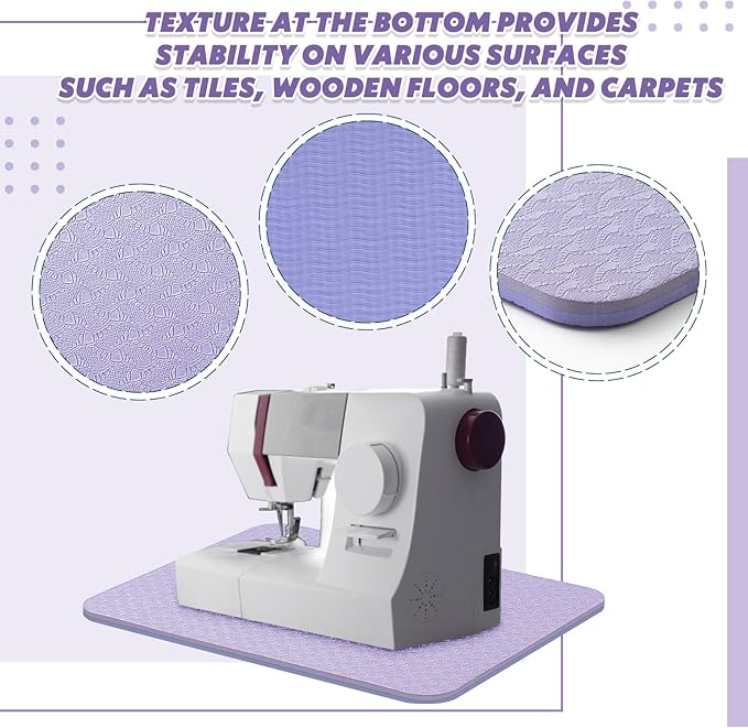 2 Pcs Sewing Machine Muffling Mat Pedal Sewing Mat Reduce Vibrations Noise No Slip Machine Accessories for Quilting(15'' X 20'' and 9'' X 14'',Lavender Purple)