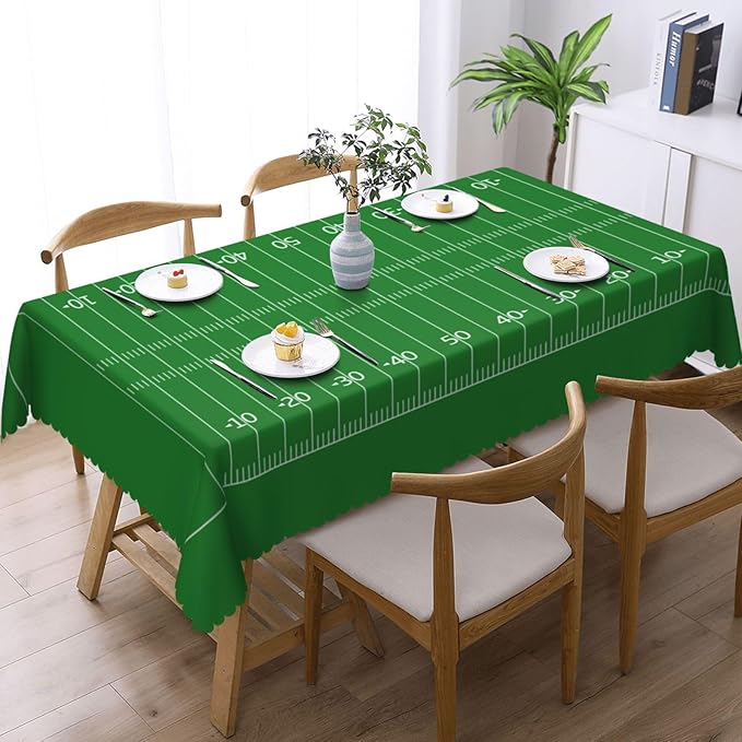 American Football Field Rectangle Tablecloth Green Lawn Sport Table Cloth Dining Table Cover for Home Kitchen Restaurant Party Buffet Picnic 54 x 72 Inch