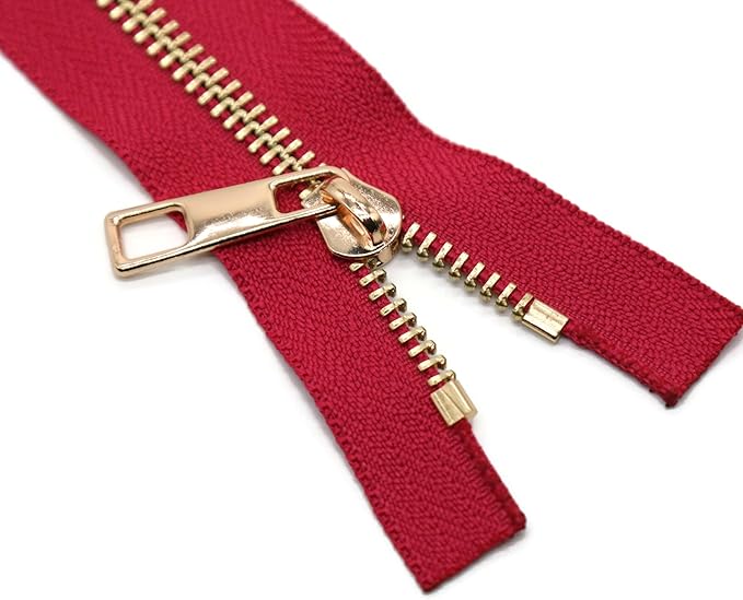 #5 Gold Metal Zipper - 50+ Colors - 3 PCS - (4-14 inches) Sizes - Luxury Lightweight Handcraft Metal Zippers with pulls for Purses Bags Pockets Shoes Sewing & Crafts DIY ZP02227