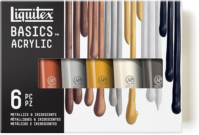 Liquitex BASICS Acrylic Paint Set 6x118ml (4-oz), Metallic