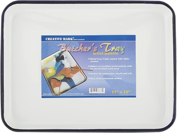 Creative Mark Butcher Tray Palette - 11 x 15 Inches - Triple Coated Enamel Tray Palette for Painting, Color Theory, Mixing, and More