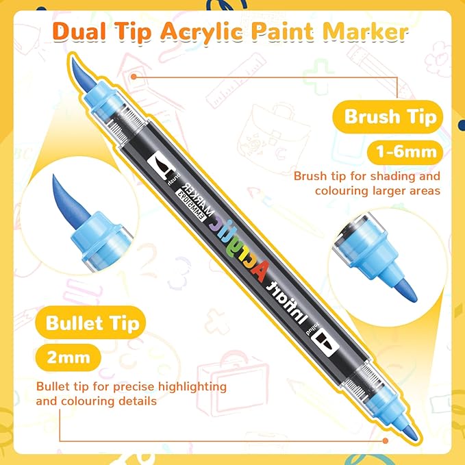 80 Colors Dual Tip Acrylic Paint Markers Automatic Ink Control Acrylic Paint Pens, Fine & Brush Tip Acrylic Markers Set for Christmas Decorations, Glass, Stone, Wood, DIY & Art Supplies