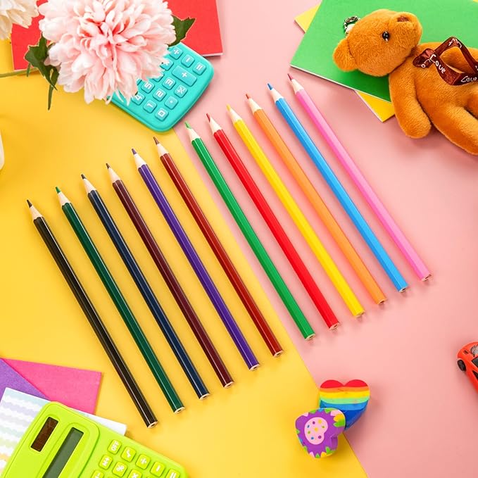 12 Pack Colored Pencils Bulk with Sharpener, Colored Pencils Set, 12 Assorted Color Pre-sharpened Travel Portable Pencil Gift for Christmas Holiday Party Favor