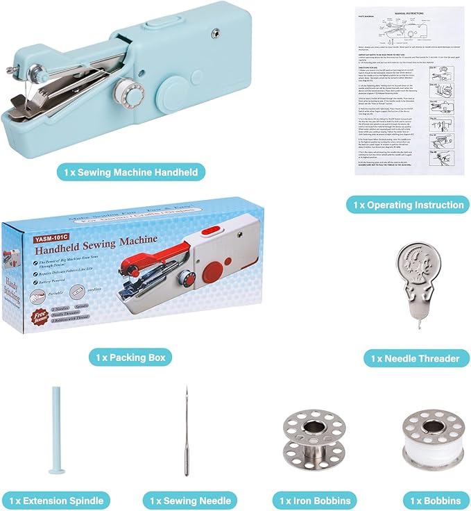 Handheld Sewing Machine CS101,Sewing Machines for Beginners,Portable Electric Mini and Samll Hand Held Sewing Machines Kit for Adults and Kids Blue Set