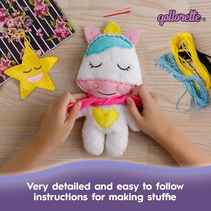 Fur Sewing Kit for Children, Sew Your Own Unicorn Toy Kids' Craft Kit - Sewing Kit for Kids, Learn to Sew & Play