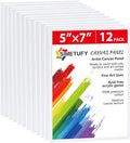 Simetufy 12 Pack 5x7 Inch Small Flat Canvas Boards for Painting, Gesso Primed Acid-Free 100% Cotton Blank Canvas Panels for Kids, Non Toxic
