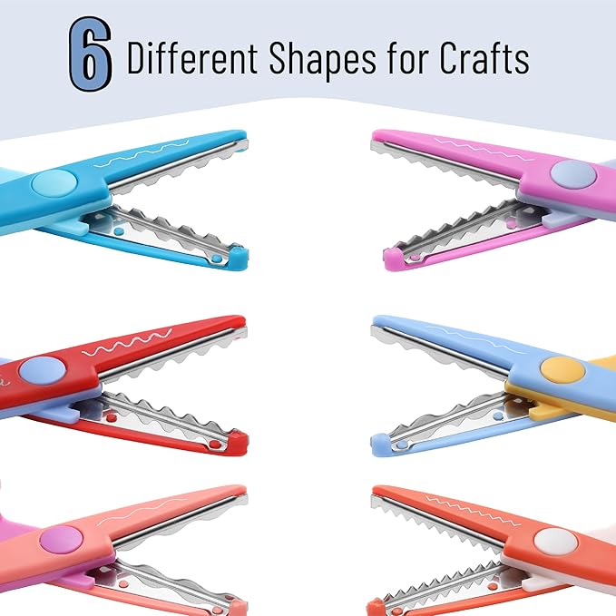 Mr. Pen- Craft Scissors Decorative Edge, 6 Pack, Jewel Colors, Zig Zag Scissors for Crafting