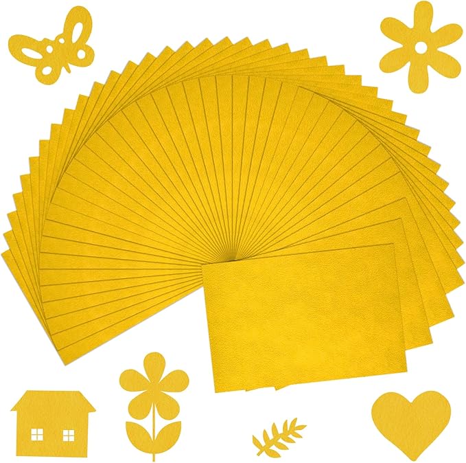 40 Pcs Yellow Soft Felt Fabric Sheet 8" x 12" Assorted Color Felt Fabric Sheets for Crafts DIY Handcraft Sewing Squares Patchwork Nonwoven