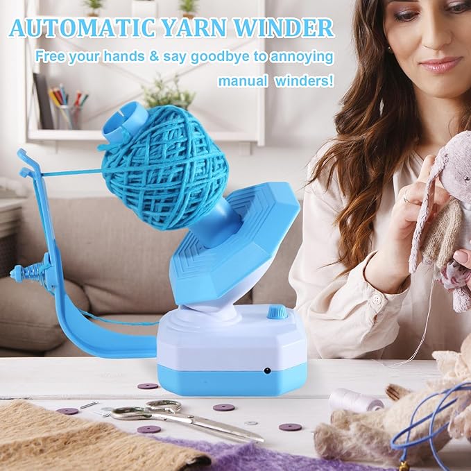 Yuehuamech Yarn Winder, Electric Yarn Ball Winder for Crocheting, 10oz Large Capacity Stepless Speed Control Automatic Yarn Spinning Machine Ideal for Crochet Enthusiasts