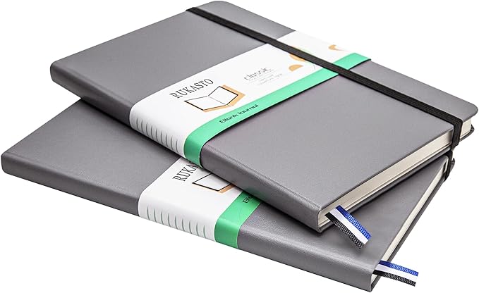 Hardcover Notebook Blank Journal Sketchbook for Drawing, Medium 5.5 by 8.4 Inch, 100 GSM Thick Paper (Grey, Plain)