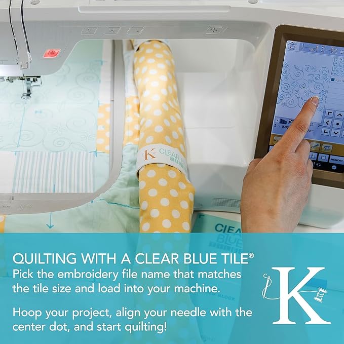Kimberbell Clear Blue Tiles Expansion Set Bundle – Expansion Set 1 & 2 – 29-Piece Quilting System for Larger Hoops, Block-by-Block Custom Quilting on Your Embroidery Machine
