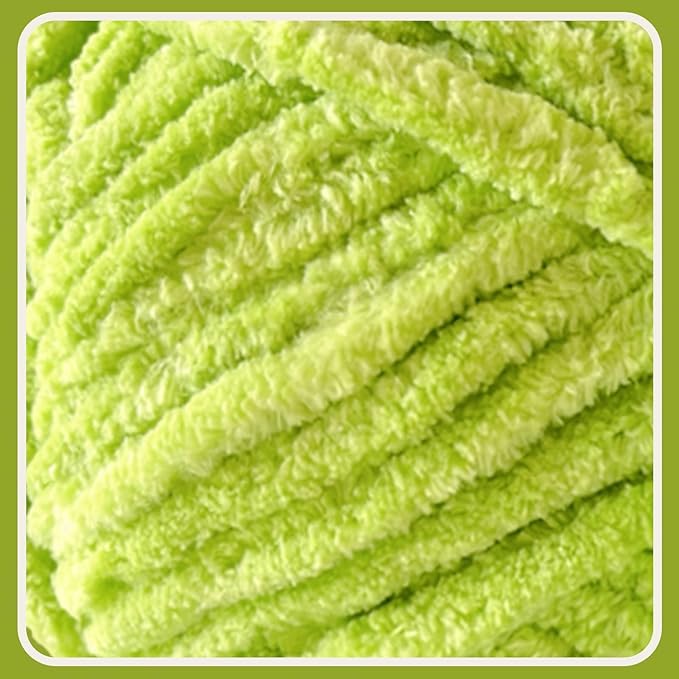 Soft Velvet Yarn Chenille Yarn for Crocheting and Knitting – Bulky (93 Yards/100g) - Polyester - Yarn for Blanket Amigurumi Weaving Crafts (Mustard Green, 1 Pack)