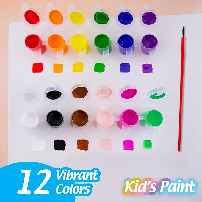 BAZIC Products Watercolor Aint w/Brush 60 ml, 12 Colors Non-Toxic Paint Set, for Hobby Fun Vibrant Color Painting Art Supplies, Gift for Artists, 24-Pack