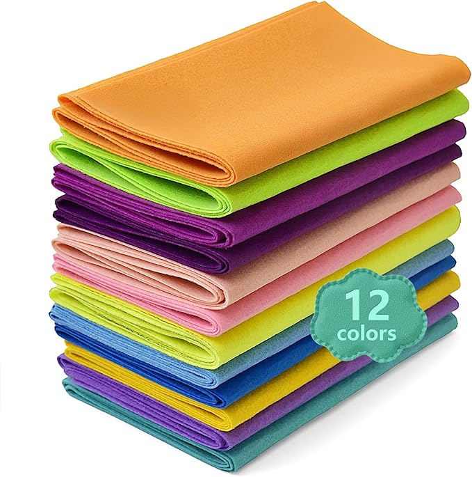 Large Stiff Felt Sheets BundleFelt Fabric Sheets for Crafts 12 Rolls 8"x35" Soft Macaron Color 12 Assorted Colors Felt Pack for DIY Craft Sewing Squares Nonwoven Patchwork (Macaron)