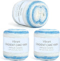 Aeelike Gradient Yarn for Crocheting, 3 Skeins Cake Yarns 100g (3.52 oz) 245m (267 Yards) # 3 Light Weight Super Soft Ombré Yarns for Making Blanket Scarves Sweaters, Blue White Gradient