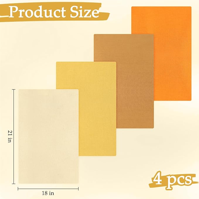 18 * 21inch Cotton Fabric Premium, Solid Precut Fabric Pure Quilting Fat Quarter Bundles Patchwork for Sewing DIY Craft (Orange, 4PCS)