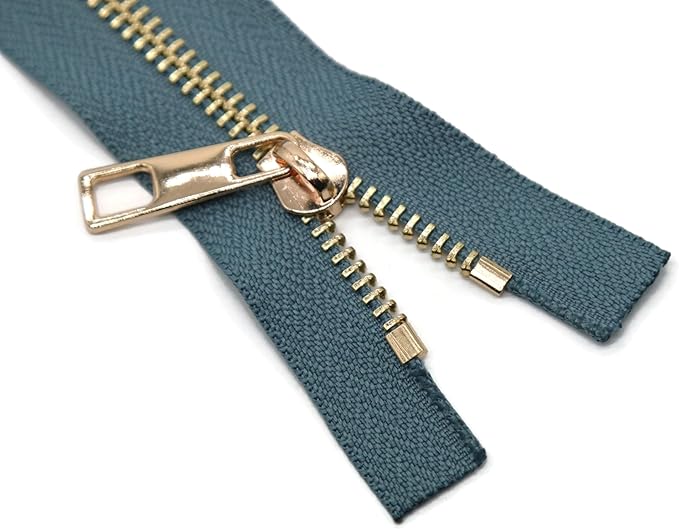 #5 Gold Metal Zipper - 50+ Colors - 3 PCS - (4-14 inches) Sizes - Luxury Lightweight Handcraft Metal Zippers with pulls for Purses Bags Pockets Shoes Sewing & Crafts DIY ZP023711