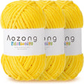Super Soft and No Shedding Chunky Chenille Yarn for Crocheting and Knitting -Easy to Crochet with-Super Bulky #6, 3Pack of 3.5oz/82yds -Chunky Plush Yarn for Hand Craft Blanket Amigurumi Yellow Color