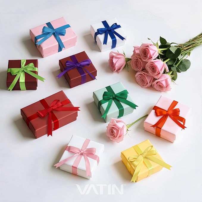 VATIN Rainbow Satin Ribbon Set 3/8 Inch x 10 Colors, Total 60 Yards,Double Faced Ribbon for Gift Wrapping Craft，Flower Bouquet,Women Hair Ribbons