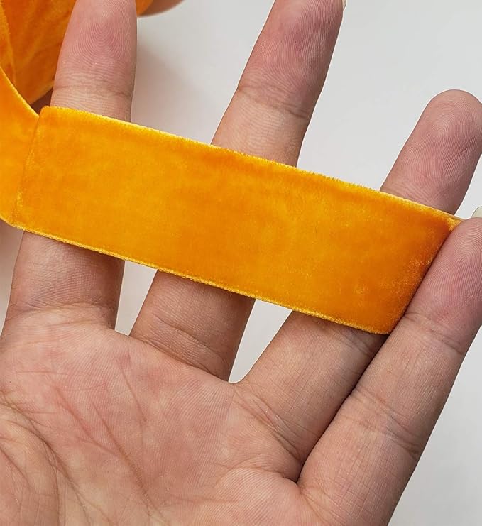 10 Yards Orange Velvet Ribbon Spool (Orange, 1")
