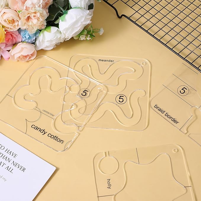 4Pcs Free Motion Quilting Kit, Quilting Templates, Quiltings Templates Acrylic for Sewing Machines, DIY Quiltings & Patchwork