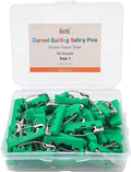 Curved Safety Pins with Grip Covers, Basting Pins for Quilting, Size 1, 50-Count, Green