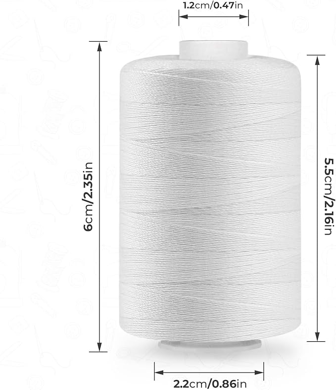 ilauke Sewing Thread - 1000 Yard White Polyester Thread for Hand Quilting and Sewing Machine