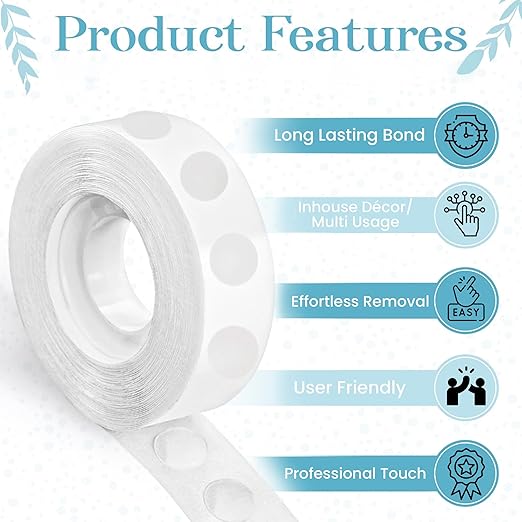 Balloon Sticky Dots Double Sided – 1000 PCS Balloon Tape for Arch, Balloon Stickers for Wall, Removable Adhesive Dots for Crafts, Party, Christmas and DIY Decorations