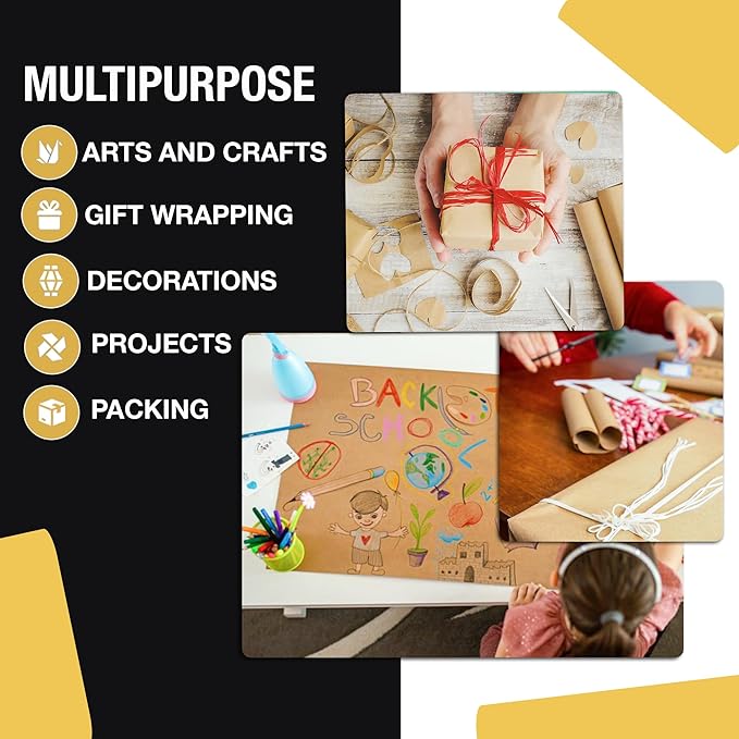 Crown Display Kraft Paper Sheets - 20 x 30 in. - 240 Sheets of Brown Wrapping Paper – Heavy Duty Craft Paper for Shipping - Light Brown Construction Paper - 80 GSM - 1000 Square feet