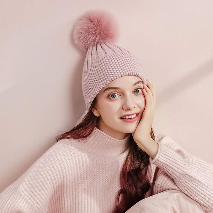 60 Pcs Faux Fur Pom Pom for Hats - 4.5 Inch Soft Pompoms with Elastic Loop Removable Knitting Hat Accessories for Shoes Scarves Gloves Bags Crafts Keychain (30 Colors)