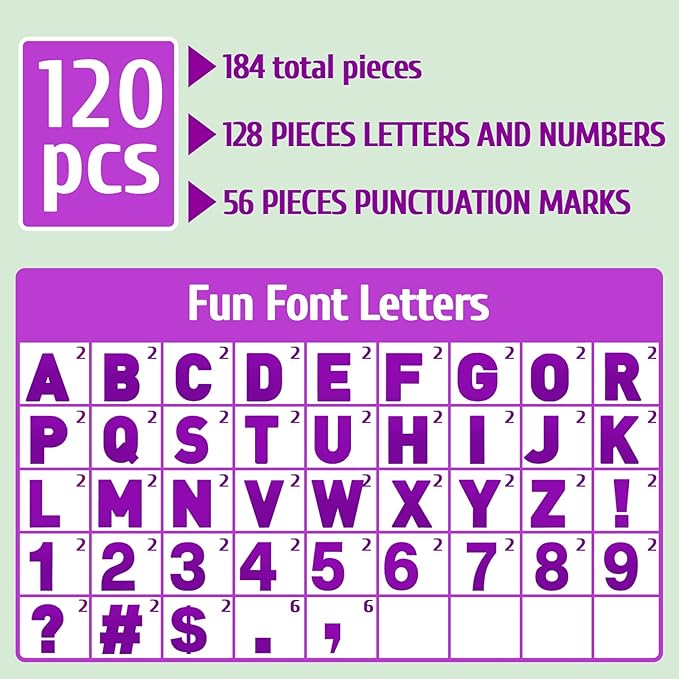 184 Pcs Large Vinyl Letter Sticker 6" Big Alphabet Number and Symbol Sticker Self Adhesive Removable Letter Decal for Christmas Bulletin Board Classroom Decor Poster Window Door Mailbox(Purple)