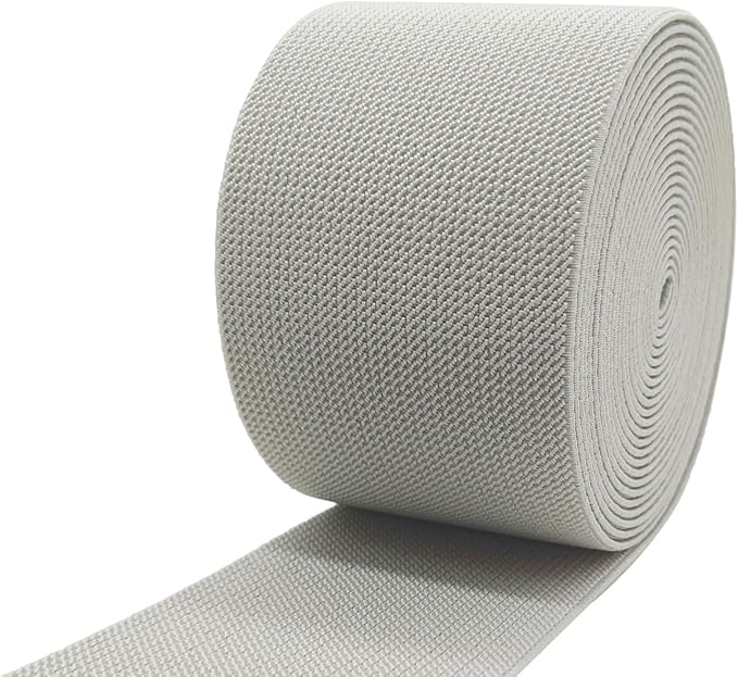 Gray Knit Elastic Band 3 inch 5 Yards Double-Side Twill Woven Elastic Heavy Stretch Elastic Spool for Sewing Pants Waistband, Wigs, Skirts, Craft DIY Projects (#29)