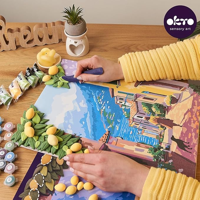OKTO Art Kit Lemon Weekend | Arts & Crafts DIY Painting with Modeling Claу | Claу Kit for Painting | Painting Kits for Adults for Home Decoration Clay for Adults