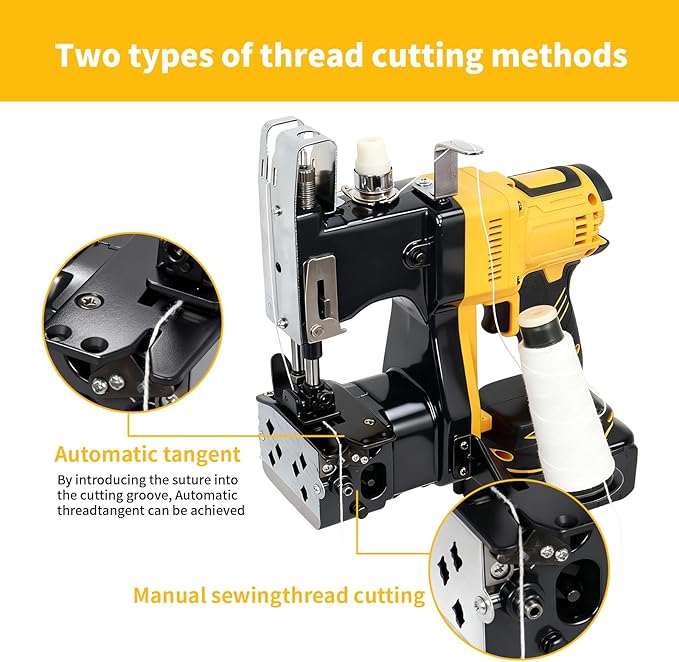 Cordless Bag Sewing Machine Includes 2×4000mAh Rechargeable Batteries,Take 2 Spools of Thread And 10 Needles,Portable Bag Closer Machine for Burlap Bag,Tote Bag,Grain Bag