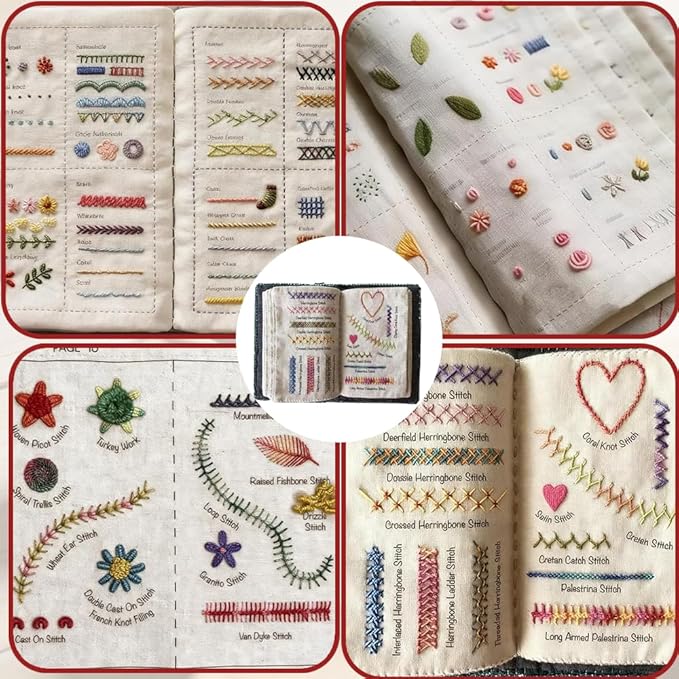 OYSMY Embroidery Stitch Book Kit,2026 New Embroidery Kit with 86 PCS Sewing Kit,Includes Illustrated Guide to 106 Universal Embroidery Stitches for Beginners and Craft Lovers(1 Set)