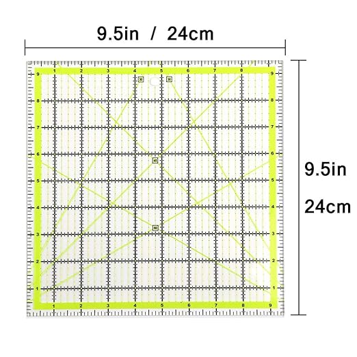 UOOU Quilting Ruler (9.5"X9.5"), Square Quilting Rulers Fabric Cutting Ruler Acrylic Quilters Rulers Clear Mark for Easy Precision Cutting and Crafts Quilting and Sewing