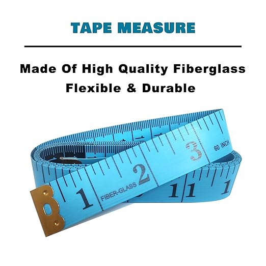 3 Pack Tape Measure Body Measuring Tape, Soft Fabric Measuring Tape for Sewing Cloth Measurement, 60 Inch Double Scale Tailor Ruler for Weight Loss (Blue)