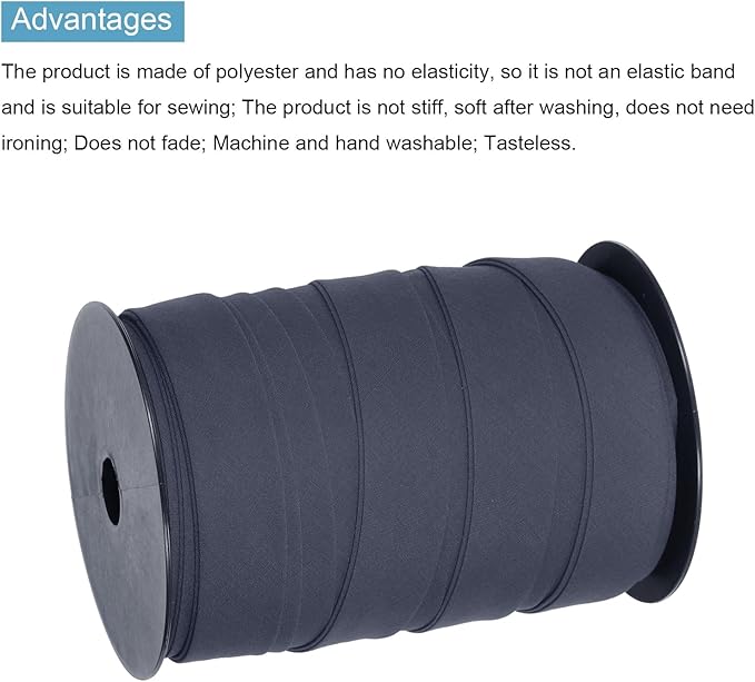 MECCANIXITY 1 Inch Double Fold Bias Tape Polyester Continuous Bulk Bias Tape for Sewing,Seaming Quilting Hemming Binding Crafts (Navy Blue 55 Yards)