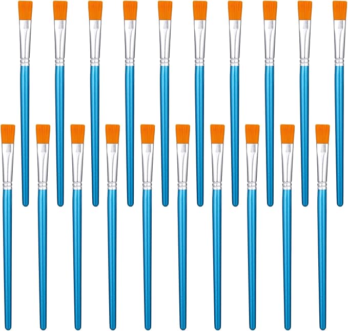 1/2 inch Flat Paint Brushes for Acrylic Painting,20Pcs Flat Acrylic Paint Brush Watercolor Quality Synthetic Artist Paint Synthetic Paint Brushes for Detail Art Painting Oil