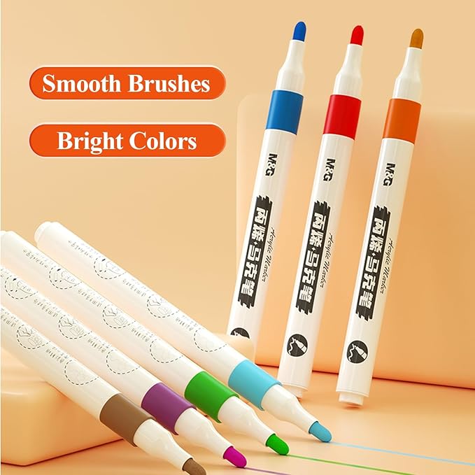 M&G 64 Colors Acrylic Paint Pens Markers Stocking Stuffers，with Medium Tip, Christmas Gifts for artists，Paint Markers for Rock Painting, Stone, Wood, Calligraphy, Canvas
